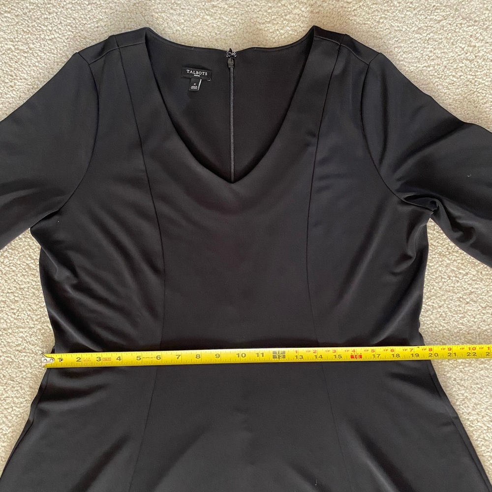 Talbots Elegant Black Dress with 3/4 length sleeves and Gold Button Accents - Picture 6 of 9